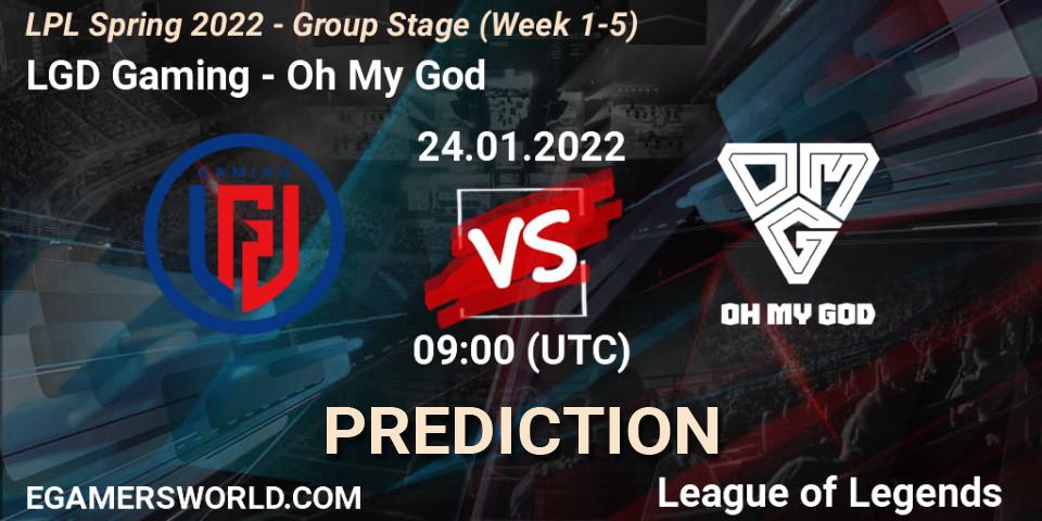 Prognoza LGD Gaming - Oh My God. 24.01.2022 at 09:00, LoL, LPL Spring 2022 - Group Stage (Week 1-5)