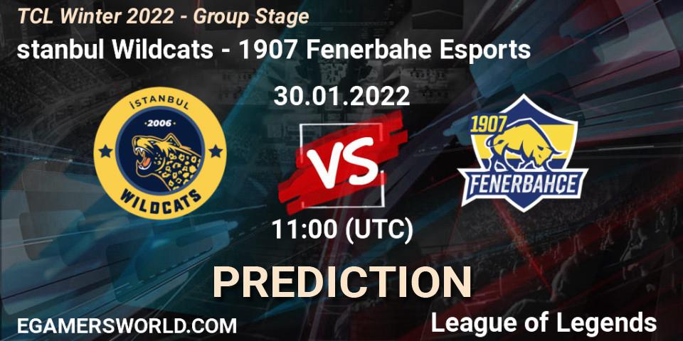 Prognoza İstanbul Wildcats - 1907 Fenerbahçe Esports. 30.01.2022 at 11:00, LoL, TCL Winter 2022 - Group Stage