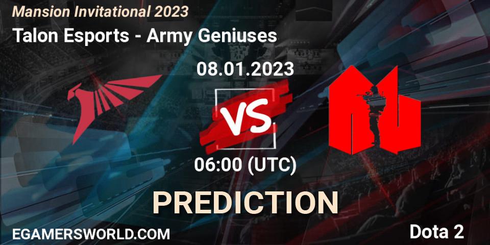 Prognoza Talon Esports - Army Geniuses. 08.01.2023 at 06:30, Dota 2, Mansion Invitational 2023