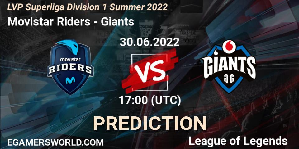 Prognoza Movistar Riders - Giants. 30.06.2022 at 17:00, LoL, LVP Superliga Division 1 Summer 2022