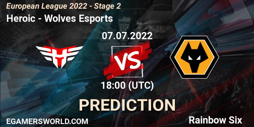 Prognoza Heroic - Wolves Esports. 07.07.2022 at 18:00, Rainbow Six, European League 2022 - Stage 2