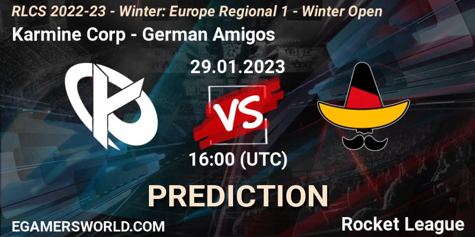 Prognoza Karmine Corp - German Amigos. 29.01.23, Rocket League, RLCS 2022-23 - Winter: Europe Regional 1 - Winter Open
