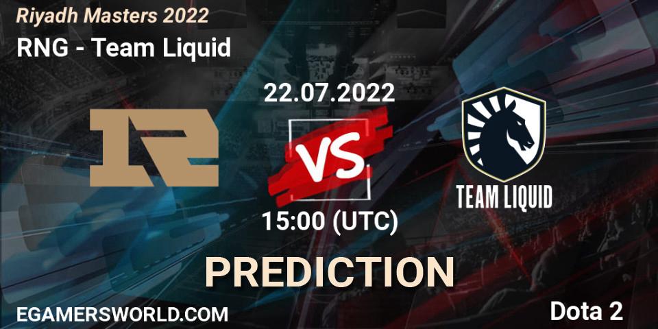Prognoza RNG - Team Liquid. 22.07.2022 at 15:00, Dota 2, Riyadh Masters 2022