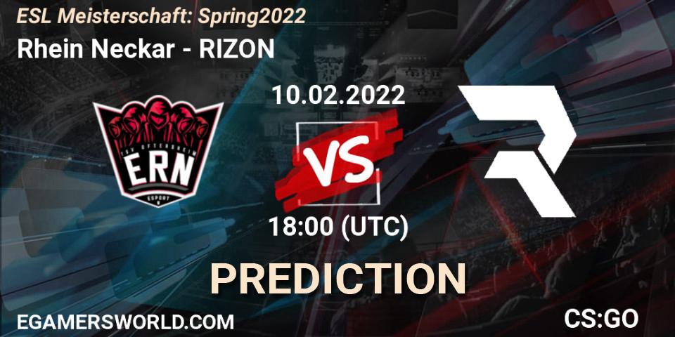 Prognoza Rhein Neckar - RIZON. 10.02.2022 at 18:00, Counter-Strike (CS2), ESL Meisterschaft: Spring 2022