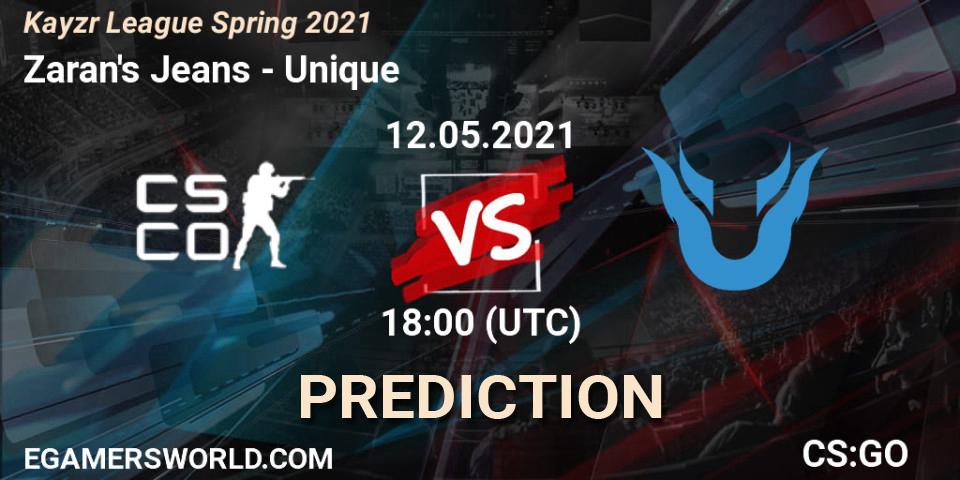 Prognoza Zaran's Jeans - Unique. 12.05.2021 at 18:00, Counter-Strike (CS2), Kayzr League Spring 2021