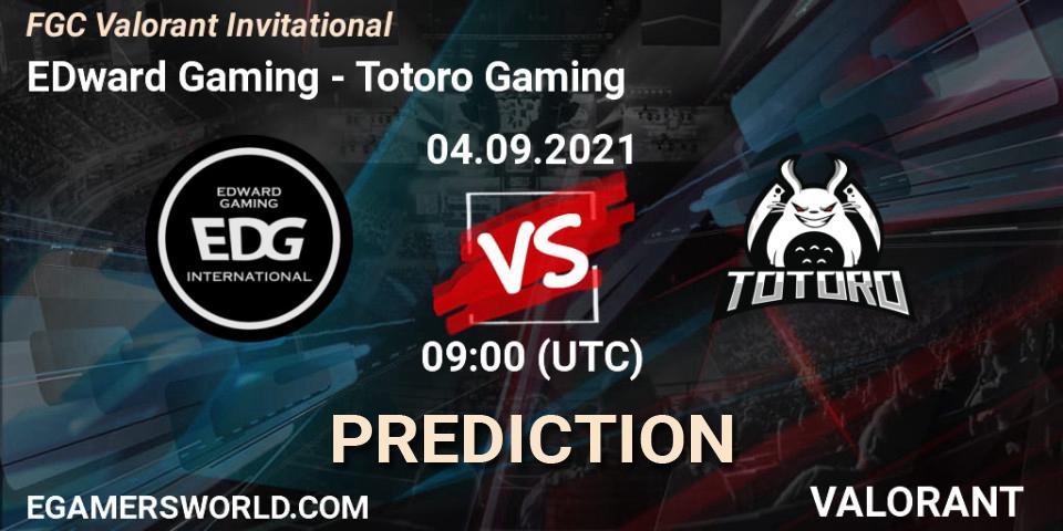 Prognoza EDward Gaming - Totoro Gaming. 04.09.2021 at 09:30, VALORANT, FGC Valorant Invitational