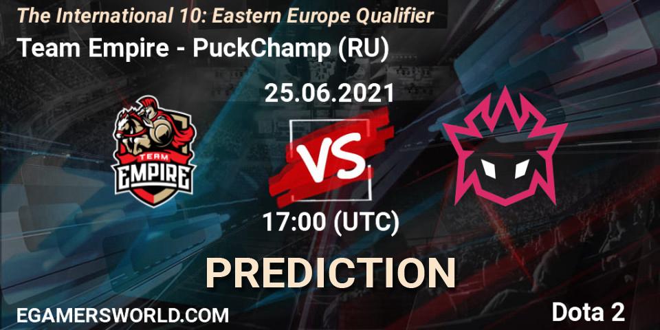 Prognoza Team Empire - PuckChamp. 25.06.2021 at 18:25, Dota 2, The International 10: Eastern Europe Qualifier