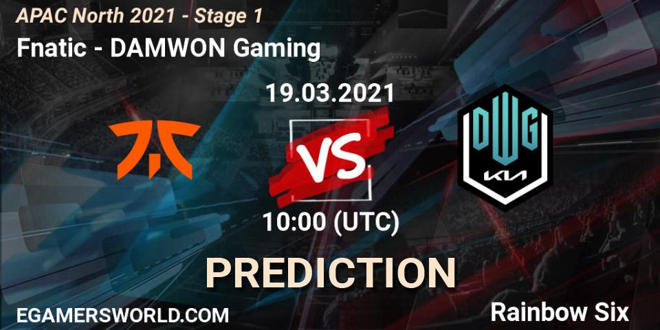 Prognoza Fnatic - DAMWON Gaming. 19.03.2021 at 10:30, Rainbow Six, APAC North 2021 - Stage 1