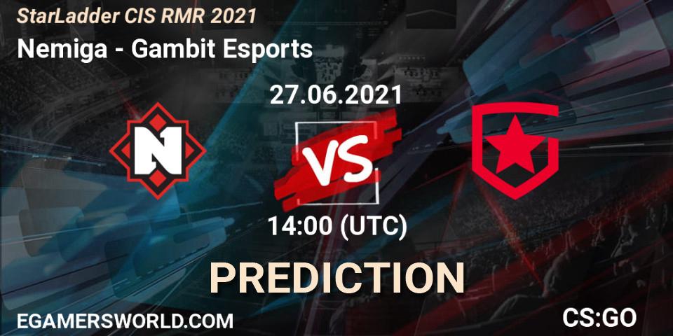 Prognoza Nemiga - Gambit Esports. 27.06.2021 at 14:00, Counter-Strike (CS2), StarLadder CIS RMR 2021