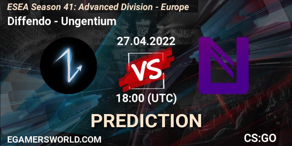 Prognoza Diffendo - Ungentium. 27.04.2022 at 18:00, Counter-Strike (CS2), ESEA Season 41: Advanced Division - Europe
