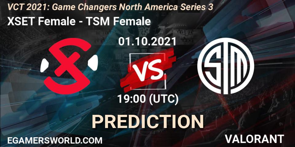 Prognoza XSET Female - TSM Female. 01.10.2021 at 19:00, VALORANT, VCT 2021: Game Changers North America Series 3