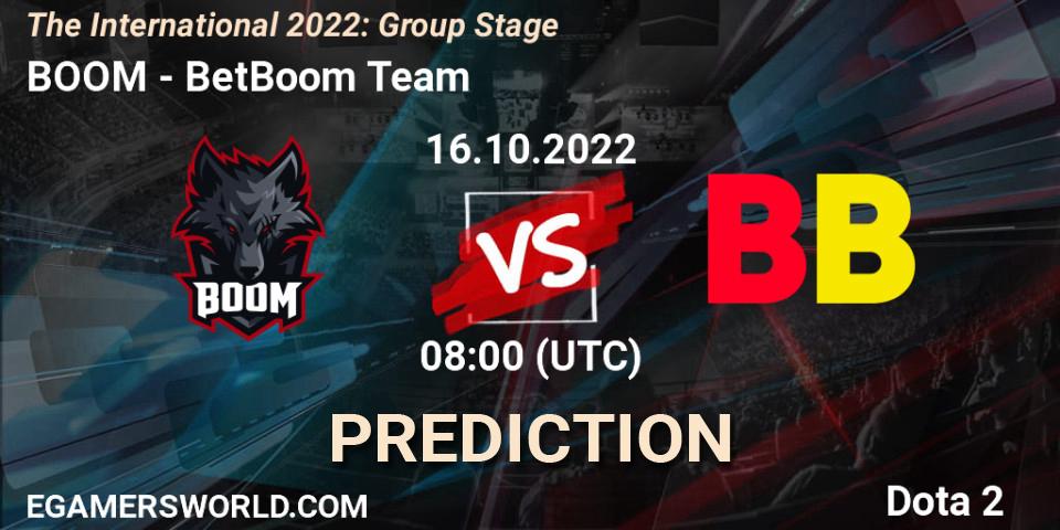Prognoza BOOM - BetBoom Team. 16.10.2022 at 09:20, Dota 2, The International 2022: Group Stage