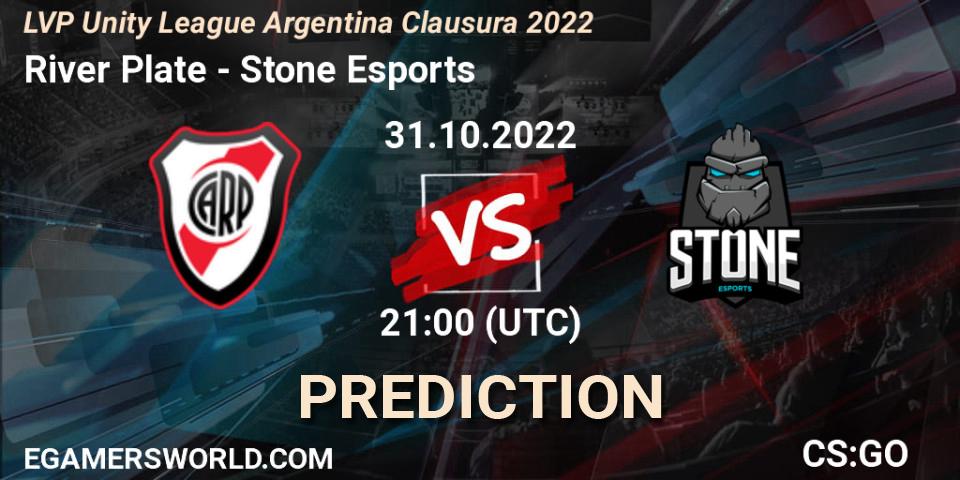 Prognoza River Plate - Stone Esports. 31.10.2022 at 21:00, Counter-Strike (CS2), LVP Unity League Argentina Clausura 2022