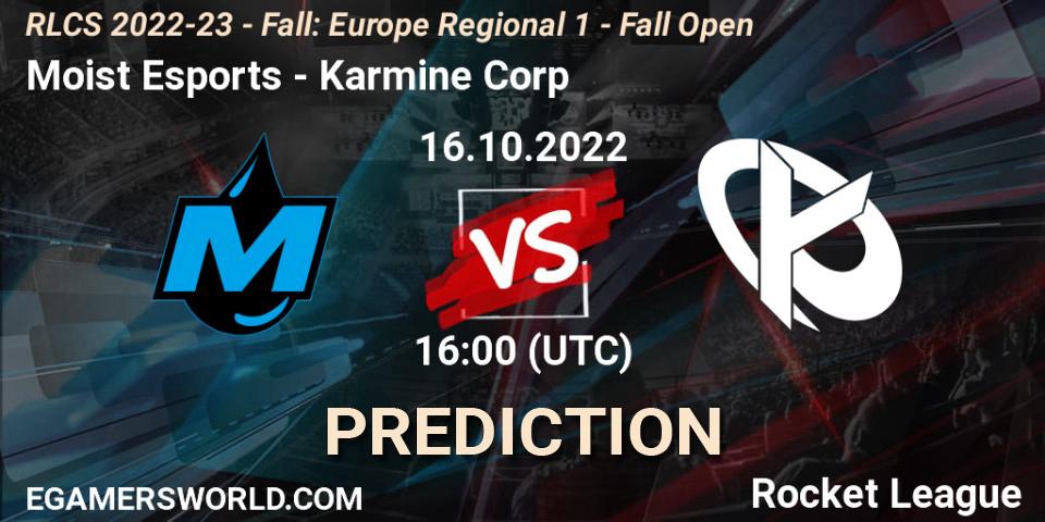 Prognoza Moist Esports - Karmine Corp. 16.10.2022 at 15:50, Rocket League, RLCS 2022-23 - Fall: Europe Regional 1 - Fall Open