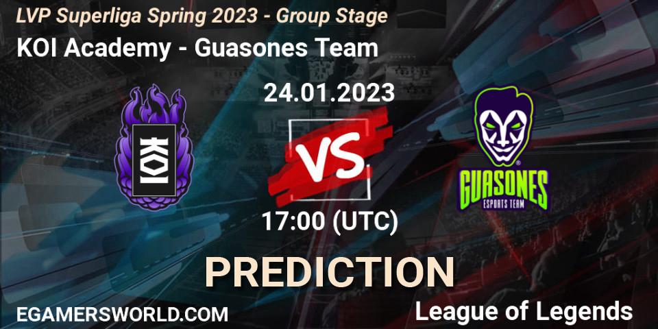Prognoza KOI Academy - Guasones Team. 24.01.2023 at 18:00, LoL, LVP Superliga Spring 2023 - Group Stage