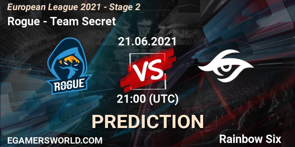Prognoza Rogue - Team Secret. 21.06.2021 at 21:00, Rainbow Six, European League 2021 - Stage 2
