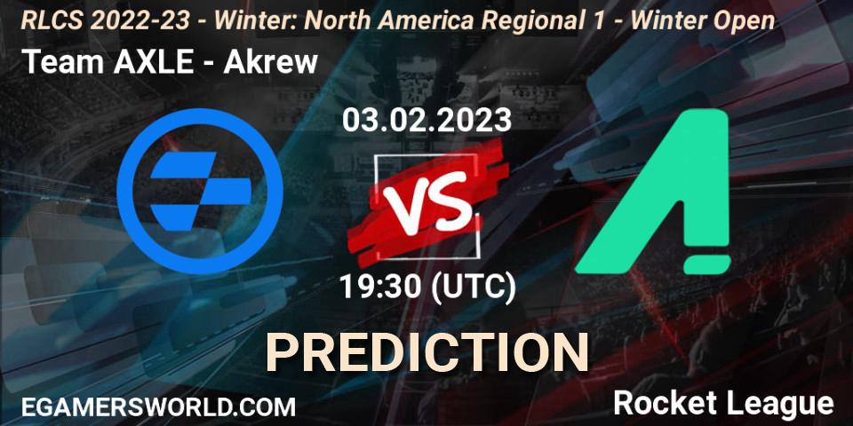 Prognoza Team AXLE - Akrew. 03.02.2023 at 19:30, Rocket League, RLCS 2022-23 - Winter: North America Regional 1 - Winter Open