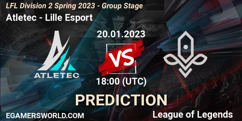 Prognoza Atletec - Lille Esport. 20.01.2023 at 18:00, LoL, LFL Division 2 Spring 2023 - Group Stage