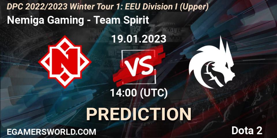 Prognoza Nemiga Gaming - Team Spirit. 19.01.23, Dota 2, DPC 2022/2023 Winter Tour 1: EEU Division I (Upper)