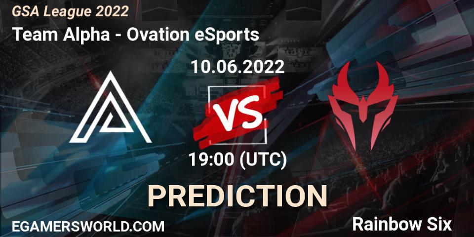 Prognoza Team Alpha - Ovation eSports. 10.06.2022 at 19:00, Rainbow Six, GSA League 2022