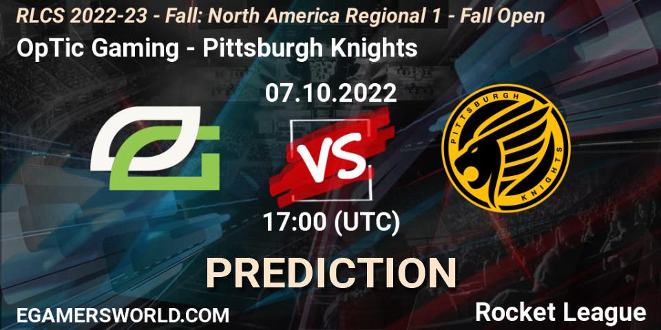 Prognoza OpTic Gaming - Pittsburgh Knights. 07.10.2022 at 17:00, Rocket League, RLCS 2022-23 - Fall: North America Regional 1 - Fall Open