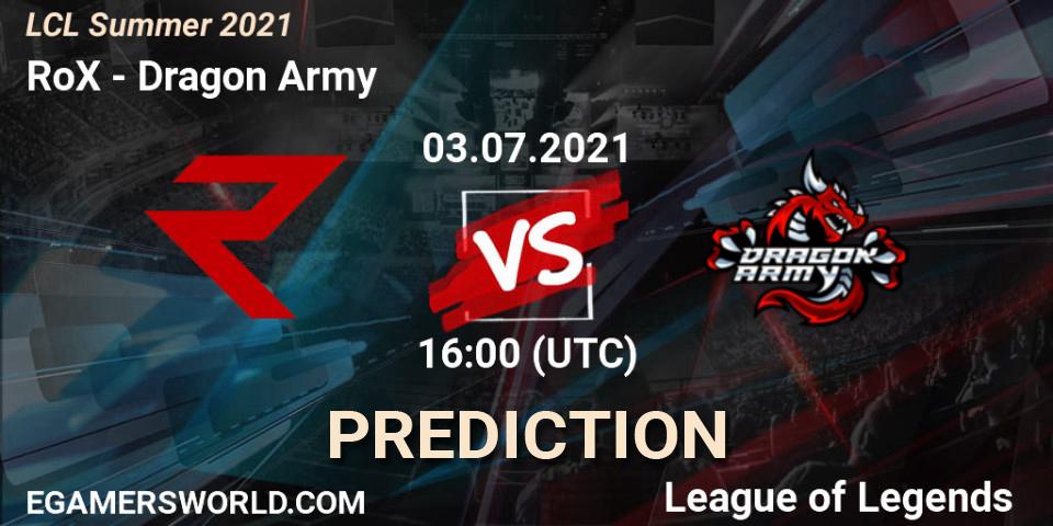Prognoza RoX - Dragon Army. 03.07.2021 at 16:00, LoL, LCL Summer 2021
