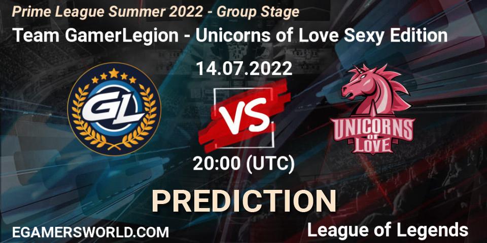 Prognoza Team GamerLegion - Unicorns of Love Sexy Edition. 14.07.2022 at 20:00, LoL, Prime League Summer 2022 - Group Stage