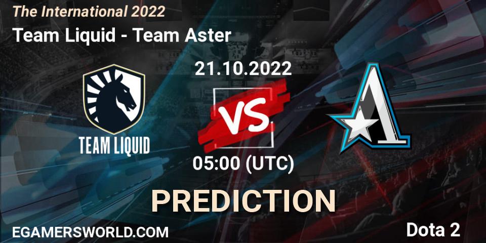 Prognoza Team Liquid - Team Aster. 21.10.2022 at 04:16, Dota 2, The International 2022