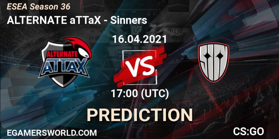 Prognoza ALTERNATE aTTaX - Sinners. 16.04.2021 at 17:00, Counter-Strike (CS2), ESEA Premier Season 36 Europe Relegation