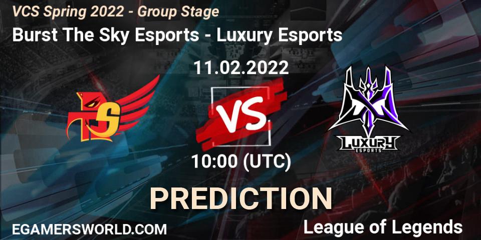 Prognoza Burst The Sky Esports - Luxury Esports. 11.02.2022 at 10:00, LoL, VCS Spring 2022 - Group Stage 