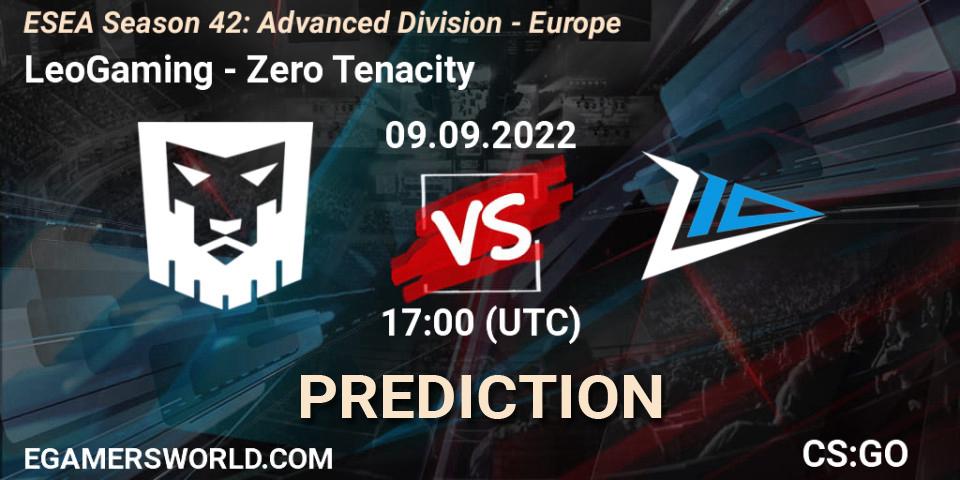 Prognoza LeoGaming - Zero Tenacity. 09.09.2022 at 17:00, Counter-Strike (CS2), ESEA Season 42: Advanced Division - Europe