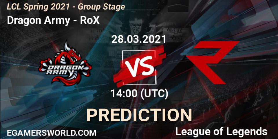 Prognoza Dragon Army - RoX. 28.03.2021 at 14:00, LoL, LCL Spring 2021 - Group Stage