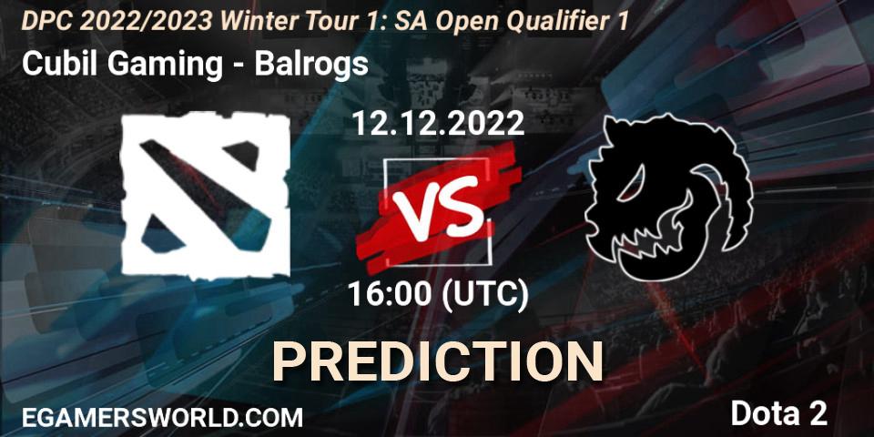 Prognoza Cubil Gaming - Balrogs. 12.12.22, Dota 2, DPC 2022/2023 Winter Tour 1: SA Open Qualifier 1