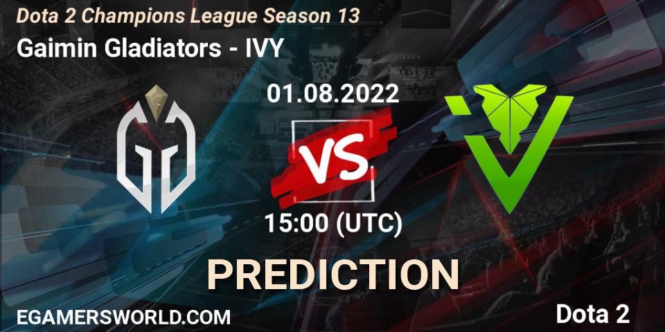 Prognoza Gaimin Gladiators - IVY. 01.08.2022 at 15:00, Dota 2, Dota 2 Champions League Season 13