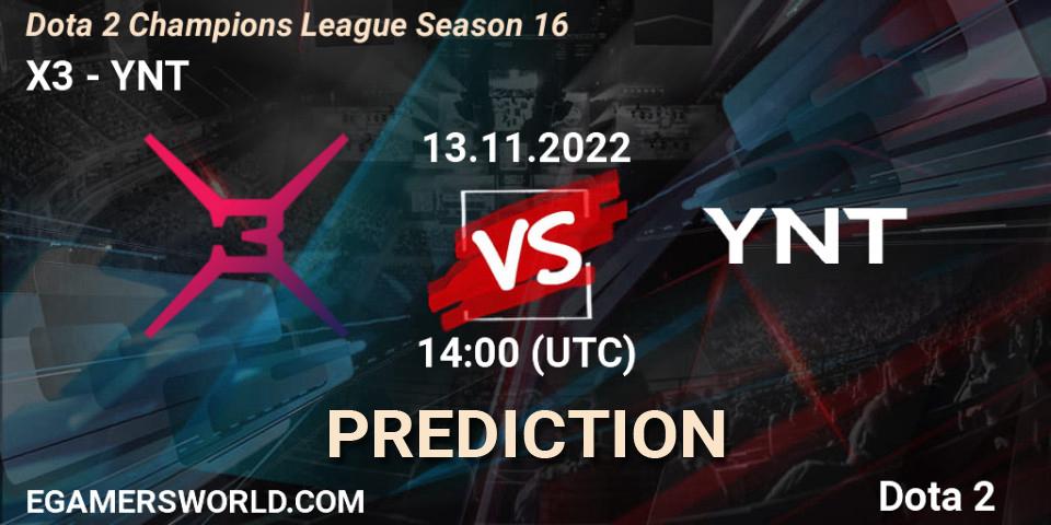 Prognoza X3 - YNT. 13.11.2022 at 14:00, Dota 2, Dota 2 Champions League Season 16