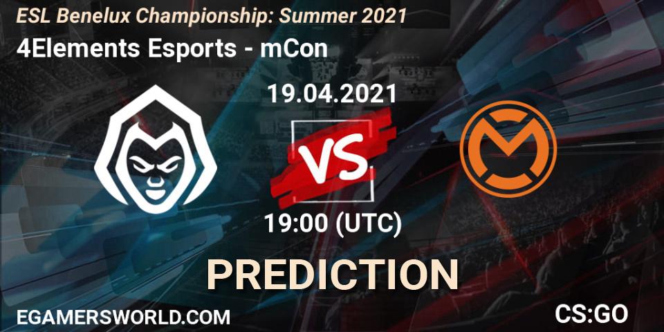 Prognoza 4Elements Esports - mCon. 19.04.2021 at 19:00, Counter-Strike (CS2), ESL Benelux Championship: Summer 2021