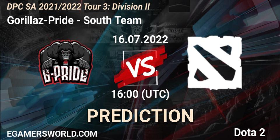 Prognoza Gorillaz-Pride - South Team. 16.07.2022 at 16:03, Dota 2, DPC SA 2021/2022 Tour 3: Division II
