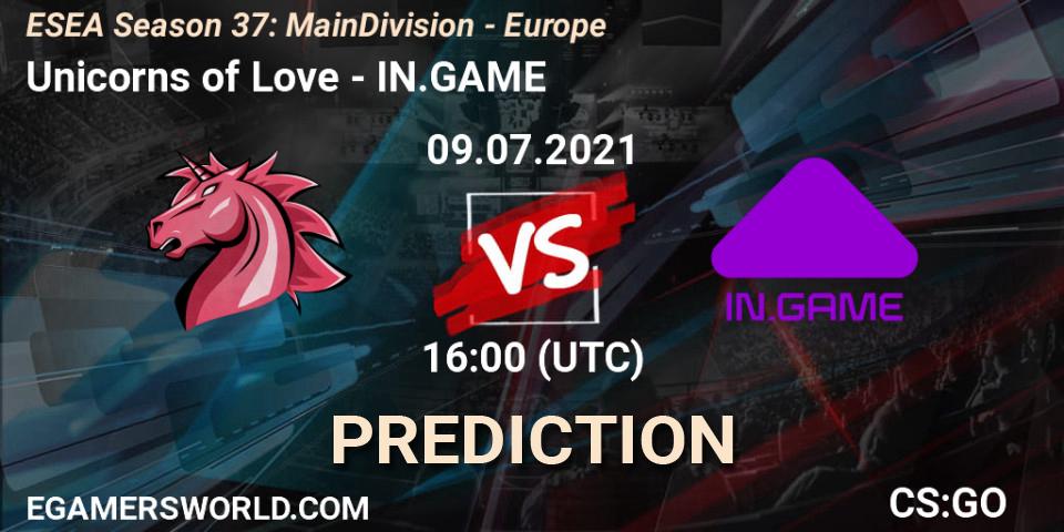 Prognoza Unicorns of Love - IN.GAME. 09.07.2021 at 16:00, Counter-Strike (CS2), ESEA Season 37: Main Division - Europe