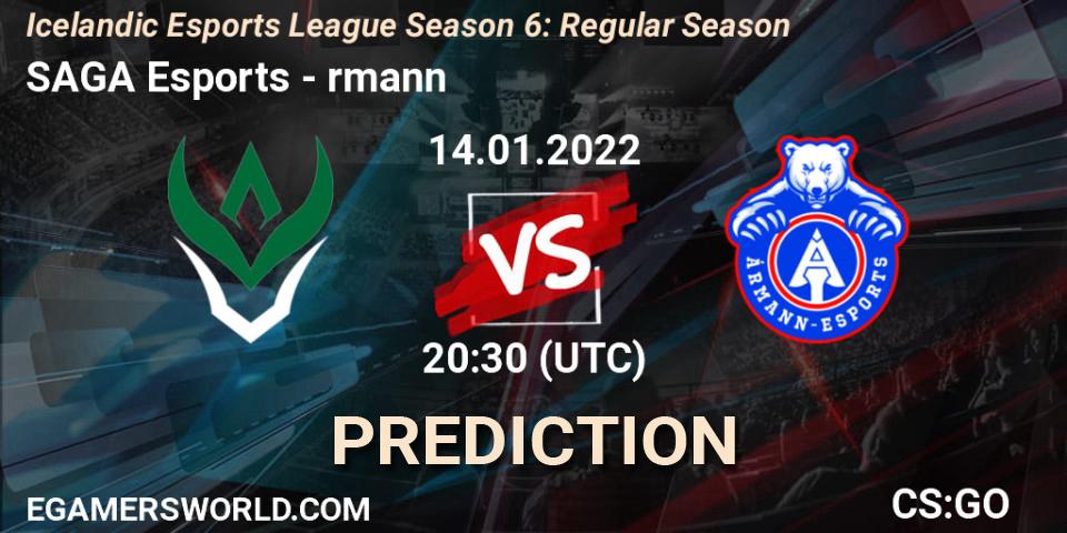 Prognoza SAGA Esports - Ármann. 14.01.2022 at 20:30, Counter-Strike (CS2), Icelandic Esports League Season 6: Regular Season