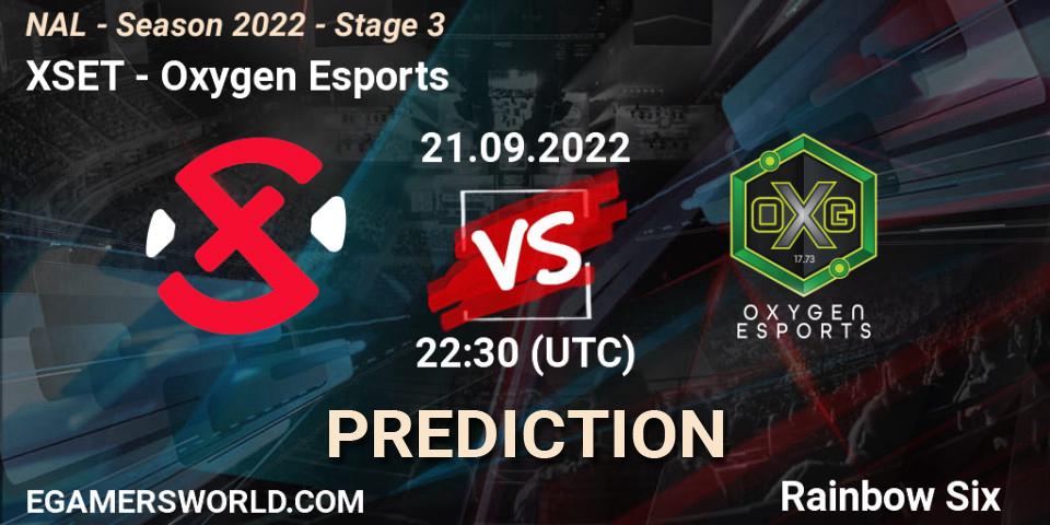 Prognoza XSET - Oxygen Esports. 21.09.2022 at 22:30, Rainbow Six, NAL - Season 2022 - Stage 3