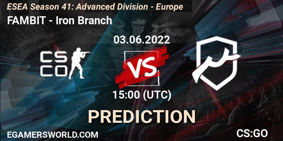 Prognoza FAMBIT - Iron Branch. 03.06.2022 at 15:00, Counter-Strike (CS2), ESEA Season 41: Advanced Division - Europe