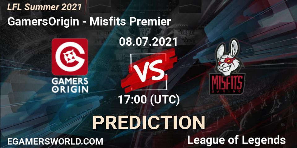 Prognoza GamersOrigin - Misfits Premier. 08.07.2021 at 17:00, LoL, LFL Summer 2021