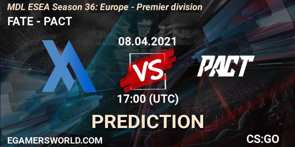 Prognoza FATE - PACT. 15.04.2021 at 19:00, Counter-Strike (CS2), MDL ESEA Season 36: Europe - Premier division
