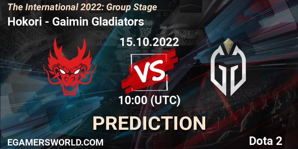 Prognoza Hokori - Gaimin Gladiators. 15.10.2022 at 12:28, Dota 2, The International 2022: Group Stage