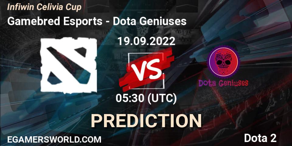 Prognoza Gamebred Esports - Dota Geniuses. 19.09.2022 at 05:29, Dota 2, Infiwin Celivia Cup 