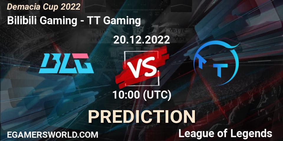 Prognoza Bilibili Gaming - TT Gaming. 20.12.2022 at 09:30, LoL, Demacia Cup 2022