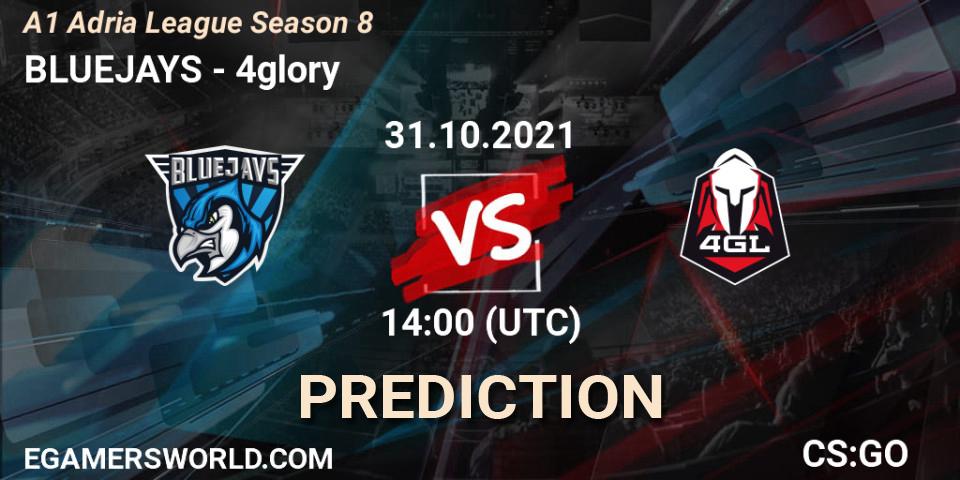 Prognoza BLUEJAYS - 4glory. 31.10.2021 at 15:00, Counter-Strike (CS2), A1 Adria League Season 8