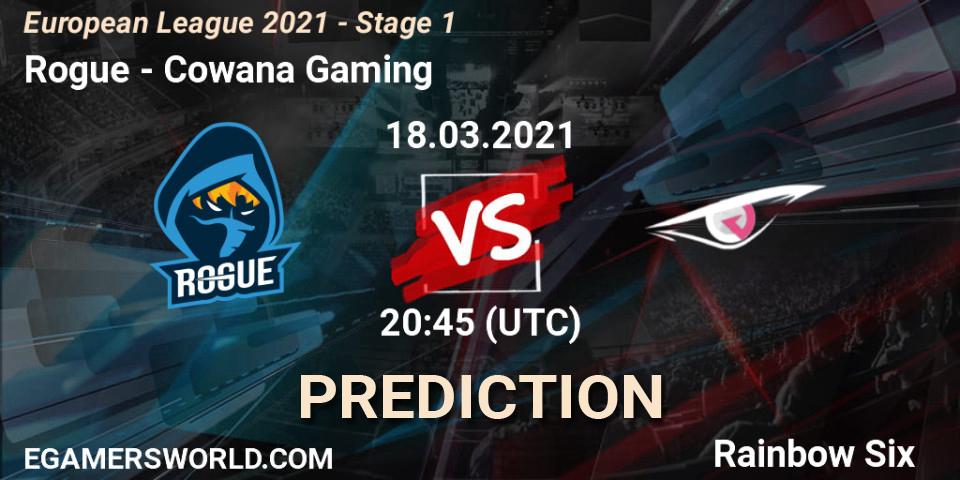 Prognoza Rogue - Cowana Gaming. 18.03.2021 at 20:45, Rainbow Six, European League 2021 - Stage 1