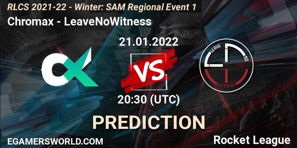 Prognoza Chromax - LeaveNoWitness. 21.01.2022 at 20:30, Rocket League, RLCS 2021-22 - Winter: SAM Regional Event 1