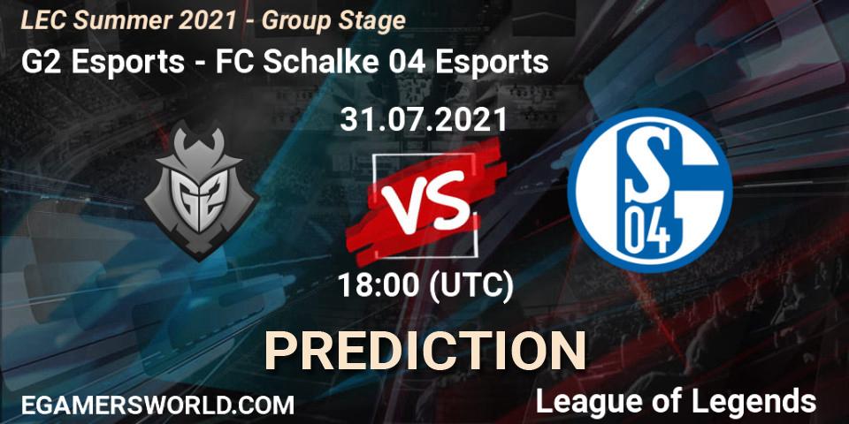 Prognoza G2 Esports - FC Schalke 04 Esports. 31.07.21, LoL, LEC Summer 2021 - Group Stage